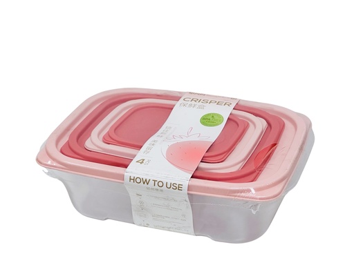 [JL-6675-4] Plastic Lunch Box Set 4s 长方形四件套保鲜盒