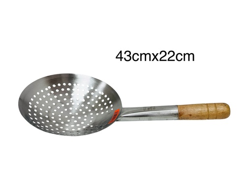 [CL22CM] S/Steel  Cooking Colander 木柄菜漏43cmx22cm